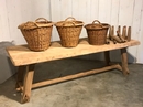 Table de ferme scandinave style Primitive en Orme, France 1950