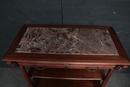 Renaissance style Pair Server with marble tops in Walnut 1880