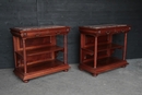 Renaissance style Pair Server with marble tops in Walnut 1880