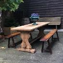 Table de cloître en chêne délavé