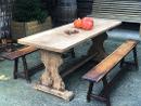 Table de cloître en chêne délavé