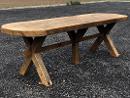 Table de ferme primitive rustique  en Chêne délavé , France 20eme