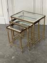 Table gigogne design style Vintage  en Laiton et verre, France