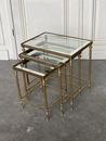 Table gigogne design style Vintage  en Laiton et verre, France