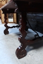 style Walnut spanish table with wrought iron stretcher