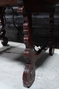 style Walnut spanish table with wrought iron stretcher